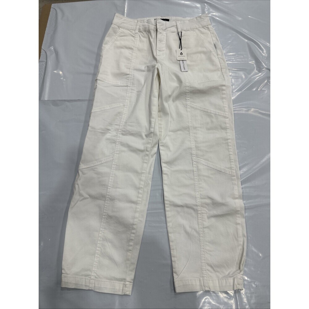 Sanctuary Pants Womens 26 White Stretch Flat Front Baggy Wide Leg Classic CEB299